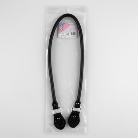Handle for a bag, 60 × 1 cm, with sewing loops 3.5 cm, black/silver color-5