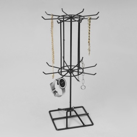 Turntable, 2 tiers of 8 hooks, 20 × 20 × 40, black color-1