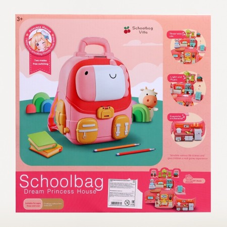 House for dolls "backpack" with dolls, furniture and accessories-14