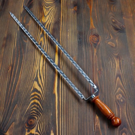 Double fork-Shampur with a wooden handle, with a pattern, 60cm