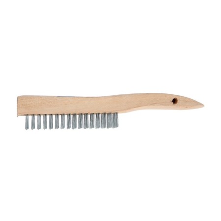 Metal manual tundra brush, hardened wire, wooden handle, 4-row-4