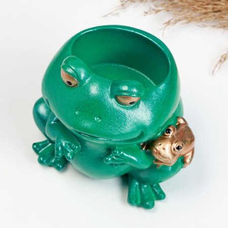 Cashpo Figure "Frogs" Green Bronza, 9cm-3