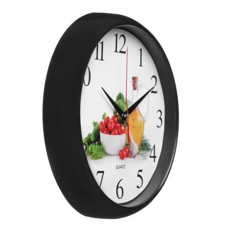 Wall clock, series: kitchen, "vegetables and oil", smooth move, d-26.5 cm-1