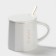 Ceramic mug with a spoon Simple, 350 ml, white color