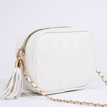 Bag Cross-Bodi with a zipper, white color-2