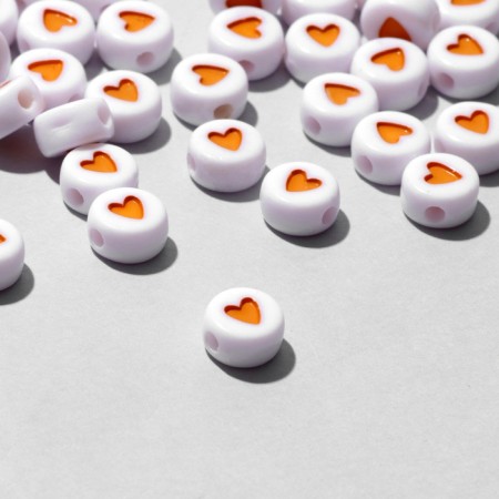 Acrylic bead "heart", 7 × 4 mm, set 10 g, color orange color-1