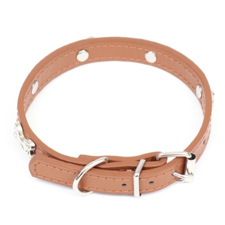 Collar "bows and rhinestones", 38 x 1.5 cm, Osh 27-33, brown-1