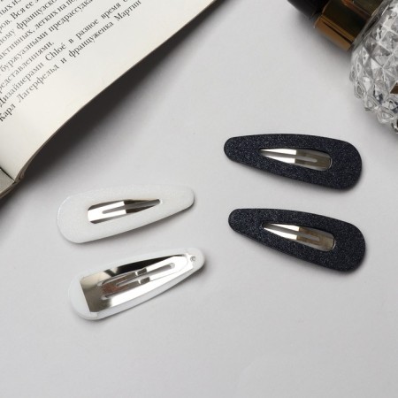 Invisible hair "Florence" (set 4 pcs) drop, 5 cm, black and white-1