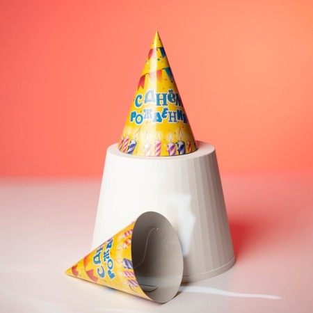 Paper cap “Happy Birthday”, candles and garlands, set of 6 pcs.-5