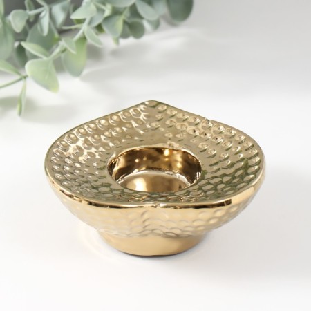 Ceramics candlestick per 1 candle "Heart" d = 4 cm gold 10.2x10.2x4.3 cm-4