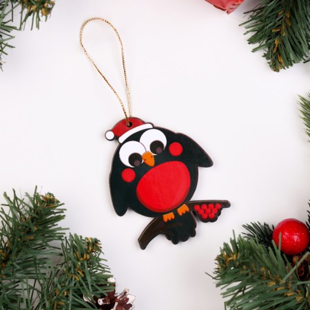 Herbal toy Bilateral "Bullfinch on a branch", 9x6 cm