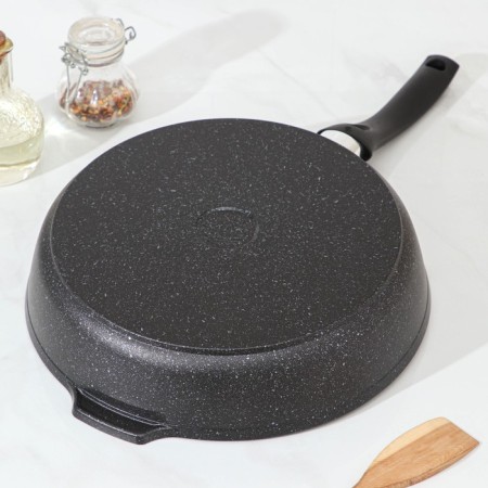 Pan, d = 28 cm, plastic handle, anti -stick coating, dark marble color-2