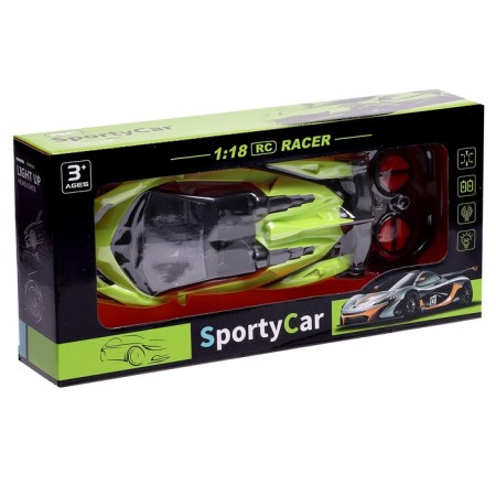Radio controlled machine "Sports", battery, on the control panel, light effects, green color, 1:18-8