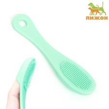 Toothbrush for dogs on a finger, silicone, 14 cm, mint