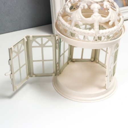 Climber Metal "Lantern - openwork arbor" white 12.5x12.5x21 cm-1