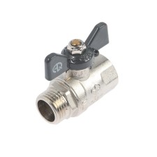 Кран шаровой AQUALINK, PN 50, внутренняя/наружная резьба 1/2", бабочка, никелированный