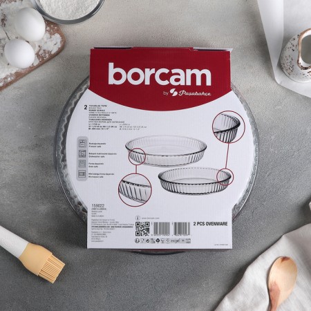 A set of round utensils from heat -resistant baking glass Borcam, 2 items: 1.6 liters, 2.6 liters-5