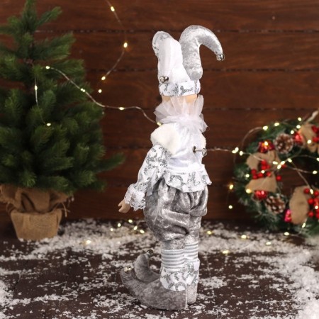 New Year's Jester "in a brilliant suit" moves, 48x16 cm, silver-3