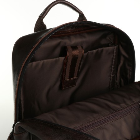 City backpack made of genuine leather with lightning, igermann, brown color-3