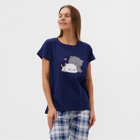 Home female "kittens" (T -shirt/pants), blue/beige color, size 50-1