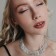 Necklace "ice", 9 rows, white color in silver, 35cm