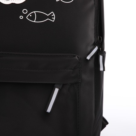 Youth backpack from textiles on a zipper, waterproof, 4 pockets, black color-5