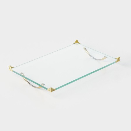 Glass tray with metal handles and legs 20.6 x 30.6 cm-3