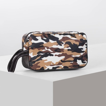 Cosmetic bag with lightning, brown color/camouflage-3