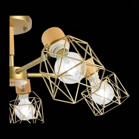 Ceiling EVOLUCE lamp. Sle110402-05. Stelitto. 5x40 watts, E27, 68x68x35 cm, golden color, light wood-15