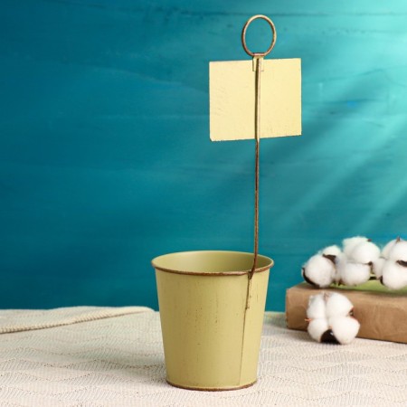 Kashpo "Bucket Björn" with a sign for records, green, 10x8x10cm-2