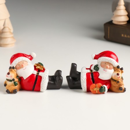 Suvenir Polystone "Santa Claus in Krasnoye with an assistant ileshka, rest" mix 8.2x4.3x5.5 cm