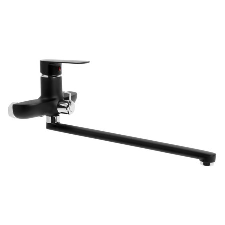 Bath mixer Zein Z2493, pour 35 cm, 35 mm cartridge, with shower, black/chrome-1