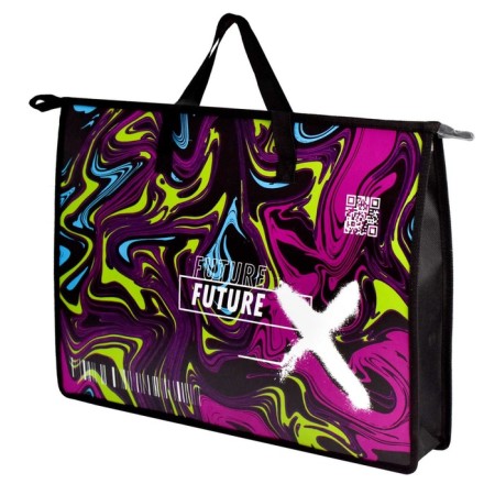 Folder for drawings and drawings A3, 450 x 330 x 90 mm, handles, plastic, zipper on top, phoenix acid style