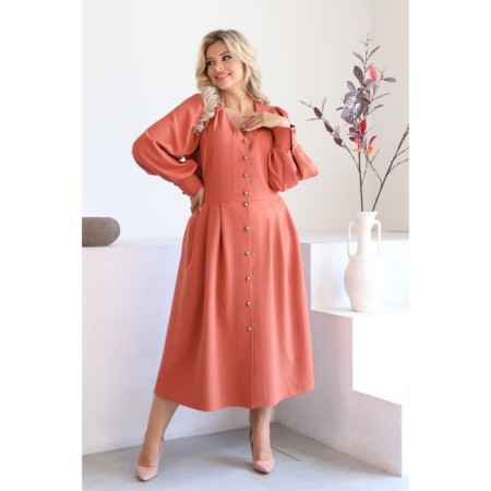 Female dress, size 52, terracotta color-9