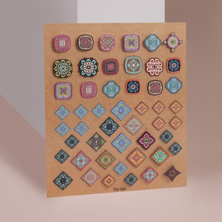 Nail stickers "mosaic", voluminous, multi -colored-1