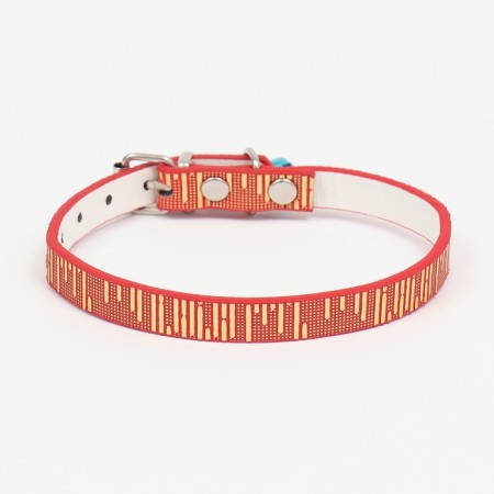 Collar "shiny strip", artificial leather, 31 x 1 cm, mix of flowers