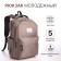Young backpack from textiles with lightning, 5 pockets, brown color