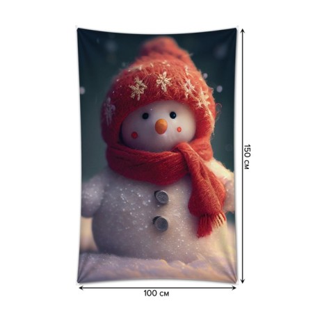 Decorative panel with photo printing "Snowman", vertical, size 100x150 cm-1