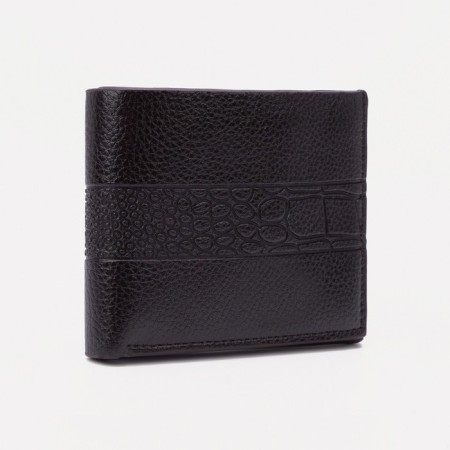 Male purse without fastener, department for bills, for maps, brown color