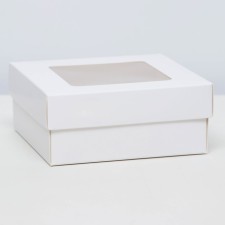 The box is folding, the lid is, with the window, white, 12 x 12 x 5 cm
