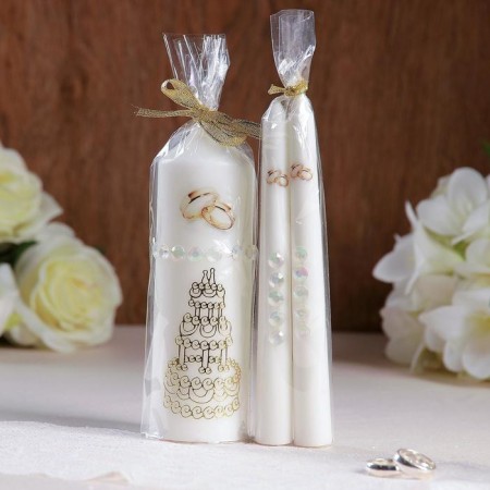 A set of wedding suppositories with beads "Wedding rings", white, handmade, mix-12