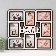 Фоторамка ЛХДФ "Home" 46х51 на 8 фото 10x15 см, цв. белый/венге (пластиковый экран)
