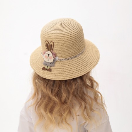 Hat for the girl Minaku "Bunny", Milk color, Rr. 52-3