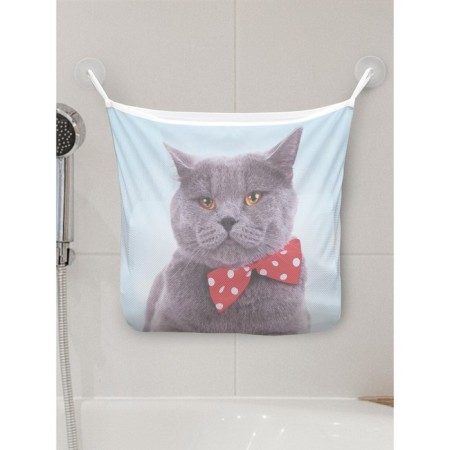 Organizer in a bath on suction cups “Gray theme Scottish Visloukhay”, for storing toys and trifles, size 33x39 cm