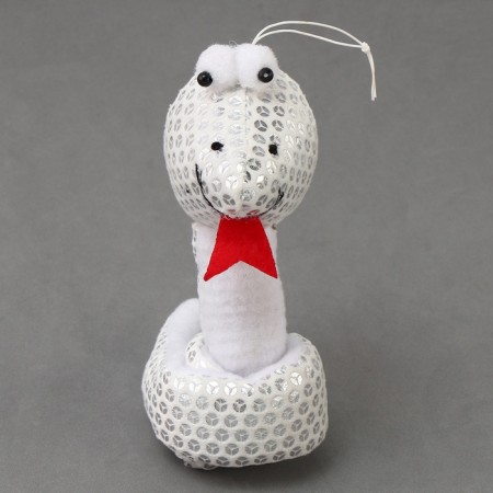 Soft toy "Snake" with sequins, on suspension, 13 cm, silver color-3