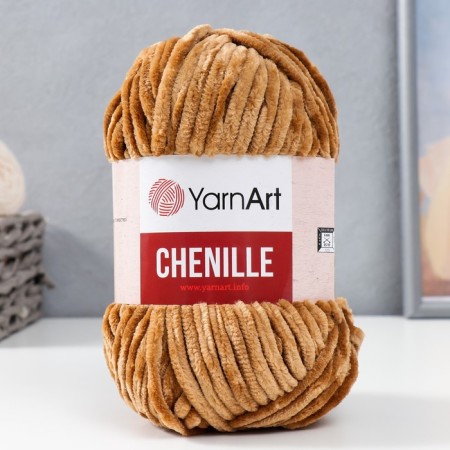 Yarn "Chenille" 100% micropoliester 90m/100g (565 brown)