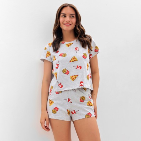 Female pajamas (T -shirt and shorts) KAFTAN PIZZA p. 40-42, gray-4