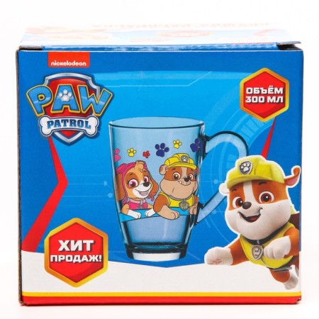 Glass mug painting, 300 ml "team" puppy patrol-3