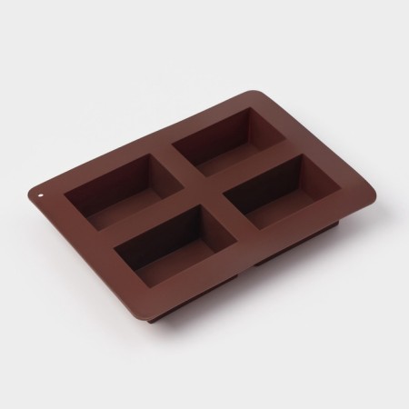 Baking uniform “rectangle”, silicone, 21.5 × 15.3 × 3.7 cm, 4 cells (7.7 × 4.8 cm), brown-3