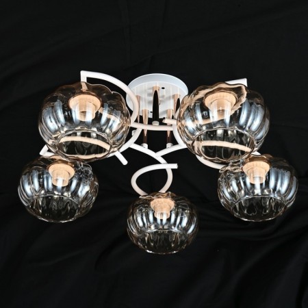 Lamp Ceiling Economy Service 10079/5wt+FGD TeA, 5x60W, E27, 25x54x54 cm, white color